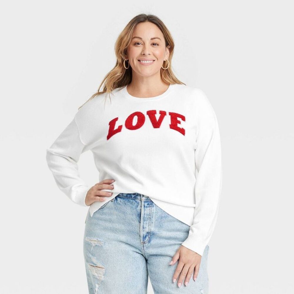 White and Red Love Sweater